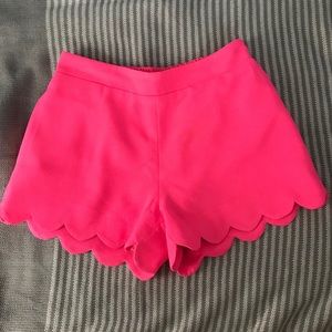 Neon pink scalloped shorts